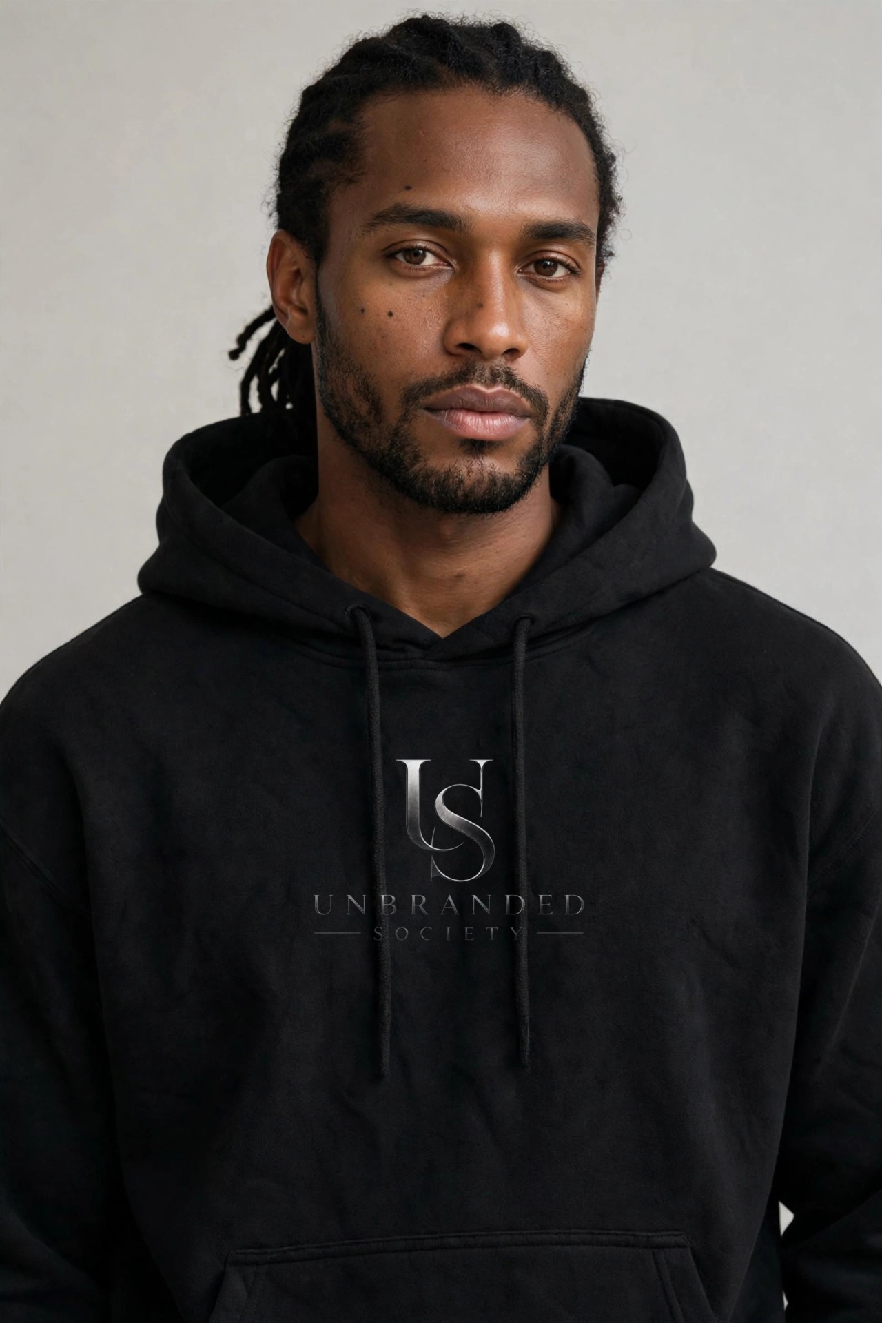 Hoodie, front view, close editorial crop.